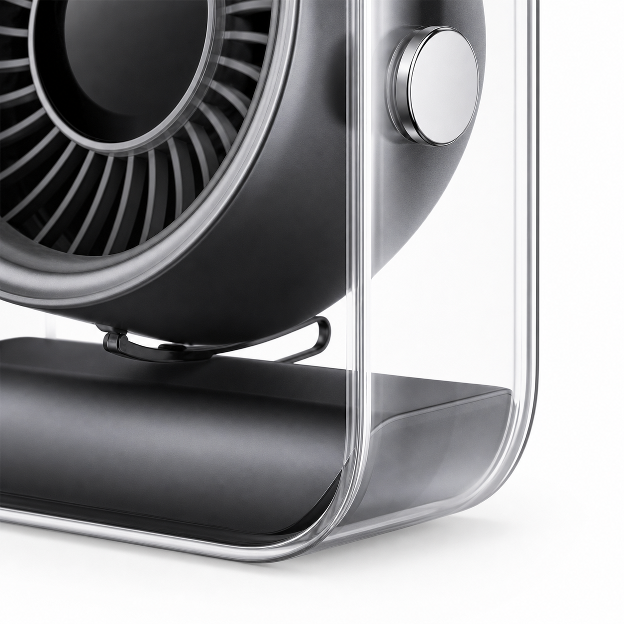 Rechargeable Turbo Desk Fan — pivot detail white