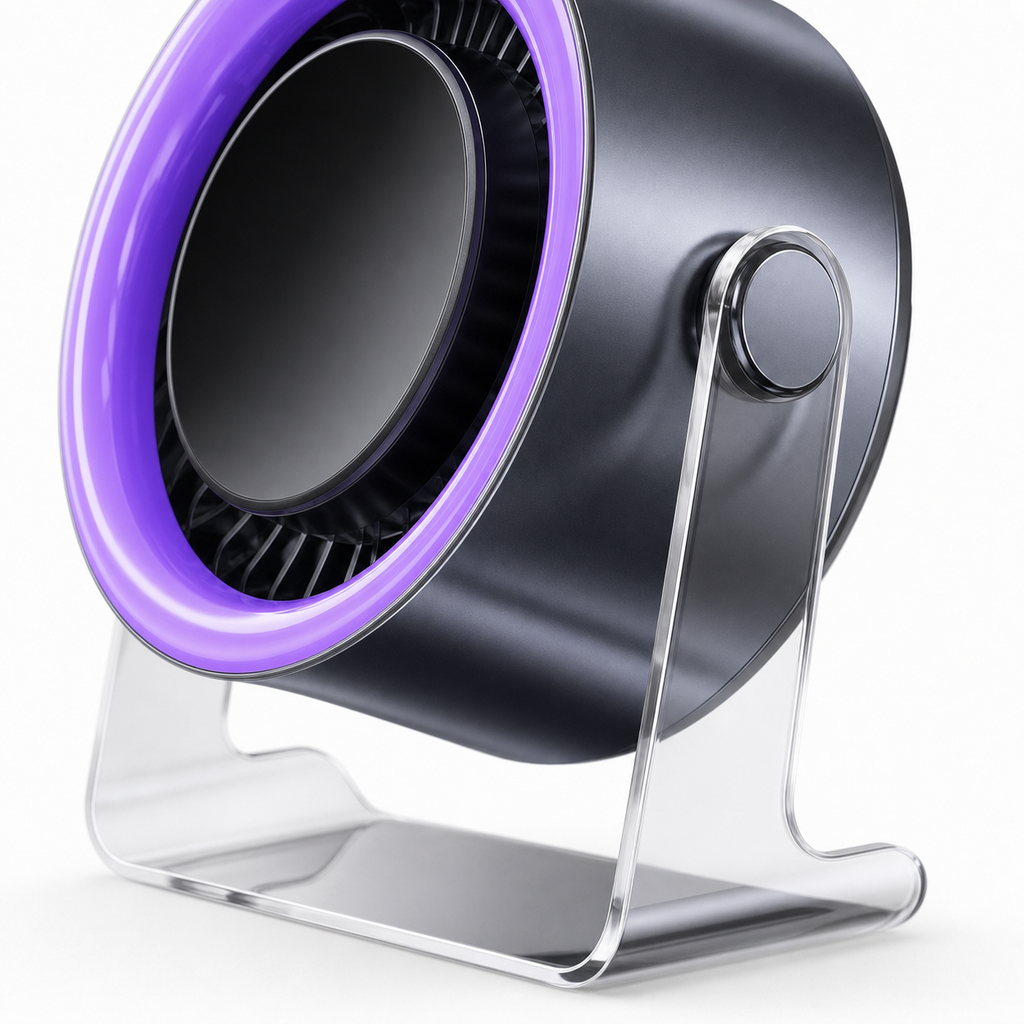 Rotating Desk & Wall Fan — detail white